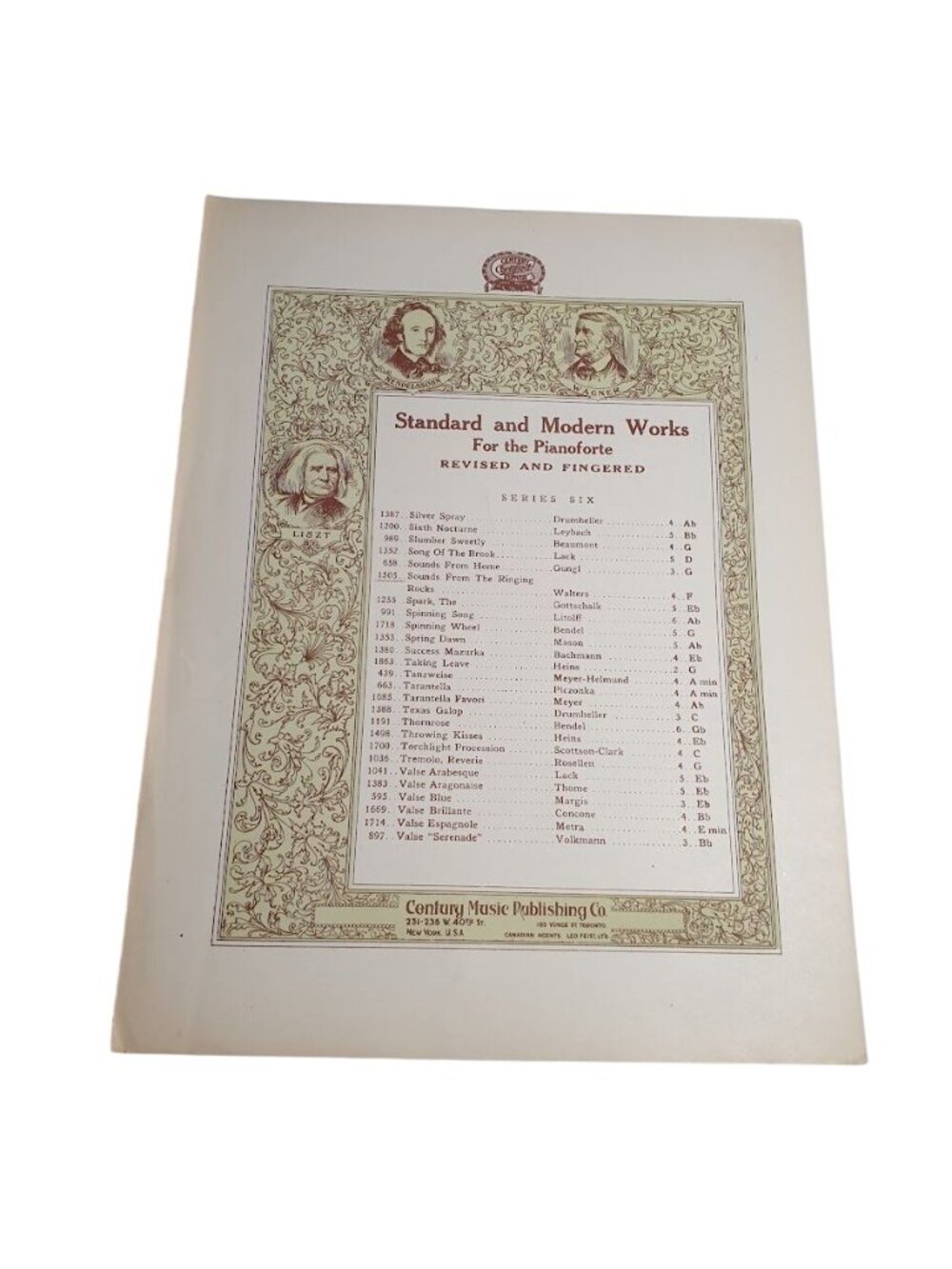 Standard Modern Piano Sheet Music Series Six Revised And Fingered Century Music